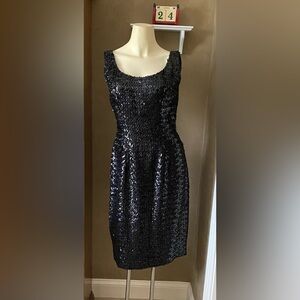 Vintage Women Dress Black Sequin Evening Cocktail Sleeveless
